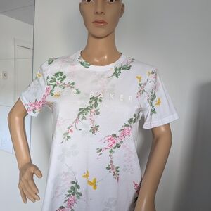 Ted Baker London Floral T-Shirt -Ted Size 2/UK 10/US 6 Preowned